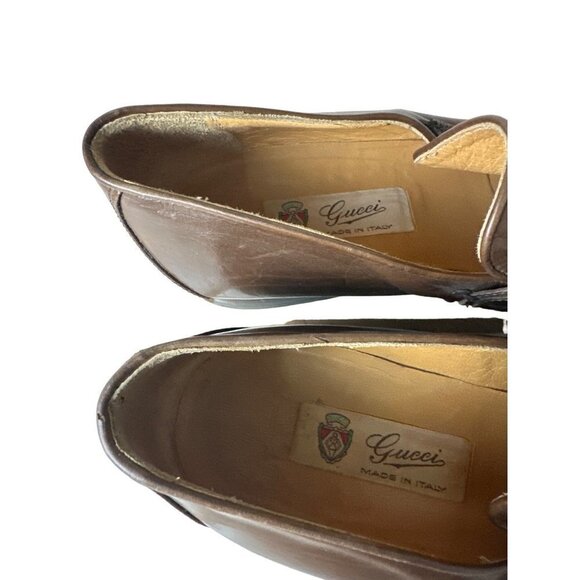 Gucci Mens Vintage  Italy Leather Brown Loafer Shoes  Eur 40.5 M Sku 2526